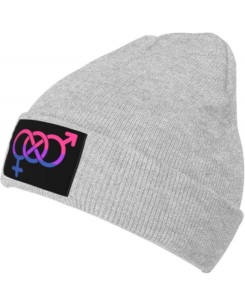 Winter Knit Hat Cap for Men Women, Bisexual Flag Symbol Daily Beanie Hat Unisex Warm Cuff Ski Skull Caps Black Gray $11.96 Sk...