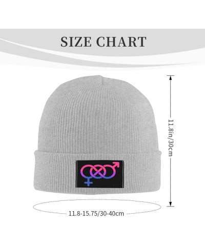 Winter Knit Hat Cap for Men Women, Bisexual Flag Symbol Daily Beanie Hat Unisex Warm Cuff Ski Skull Caps Black Gray $11.96 Sk...