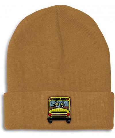 Custom Beanies for Men School Bus Girl Embroidery Bus Winter Hats for Women Acrylic Skull Cap 1 Size Khaki Design Only $12.70...