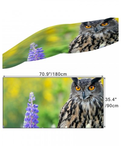 Eagle Owl in wild nature in spring time Silk Scarf Shawl Wrap for Women Girls $13.49 Scarves