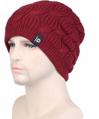 Hat Warm Chunky Cable Knit Hats Soft Thick Cute Knitted Cap for Cold Weather Letter Hats Large Cap $13.73 Skullies & Beanies