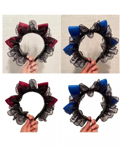 Gothic Bowknot Headband Pleated Lace Decor Hair Hoop Christmas Party Headpiece Cosplay Character For Teens Pleated Lace Headb...