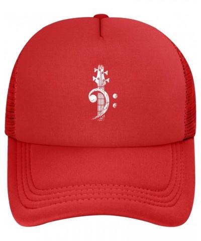 Bass Clef Headstock Bass Guitar Gift Hat Trucker Hat for Men Women Adjustable Baseball Hat Snapback Outdoor Golf Hat Red $11....