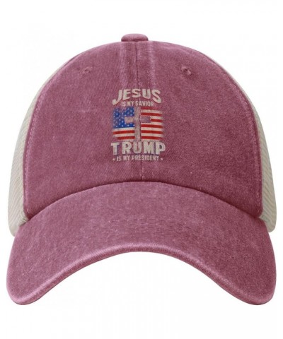 Jesus is My Savior Trump is My President Squared Cowboy Hat Men Vintage Mesh Baseball Cap Women Trucker Hat Black Red $11.06 ...