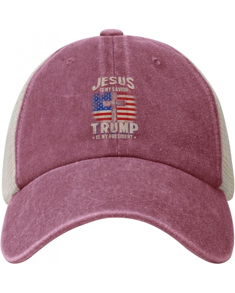 Jesus is My Savior Trump is My President Squared Cowboy Hat Men Vintage Mesh Baseball Cap Women Trucker Hat Black Red $11.06 ...