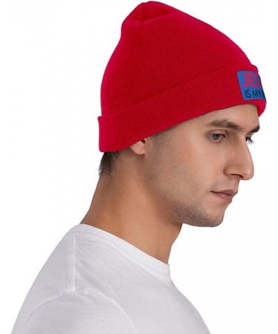 Christian Knit Hat Jesus is My Boss Knit Cap Christ 2024 Warm Winter Cap for Men Women Funny Fashion Beanie Hat Red $11.87 Sk...