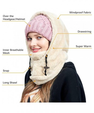 Women Balaclava 2023 Thermal Face Neck Cover Fleece Winter Hood Ski Motorcycle Cycling Casual Windproof Snow Head Warmer Pink...