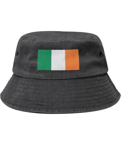 Flag of Ireland Bucket Hat for Men Women Outdoor Washed Cotton Sun Hats Travel Beach Hat Black $13.63 Bucket Hats