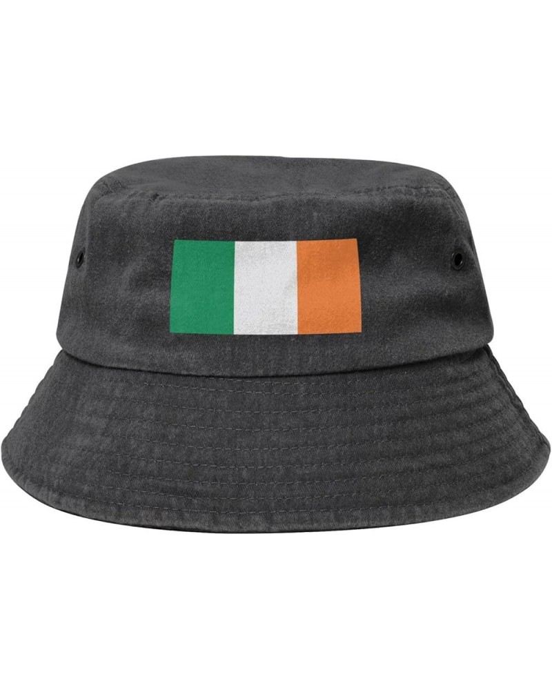 Flag of Ireland Bucket Hat for Men Women Outdoor Washed Cotton Sun Hats Travel Beach Hat Black $13.63 Bucket Hats