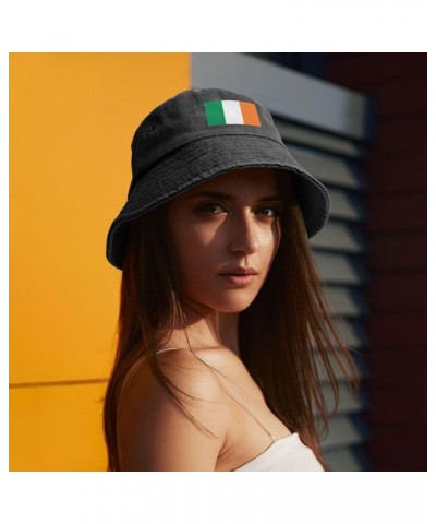 Flag of Ireland Bucket Hat for Men Women Outdoor Washed Cotton Sun Hats Travel Beach Hat Black $13.63 Bucket Hats