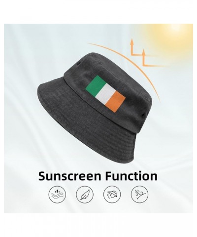 Flag of Ireland Bucket Hat for Men Women Outdoor Washed Cotton Sun Hats Travel Beach Hat Black $13.63 Bucket Hats