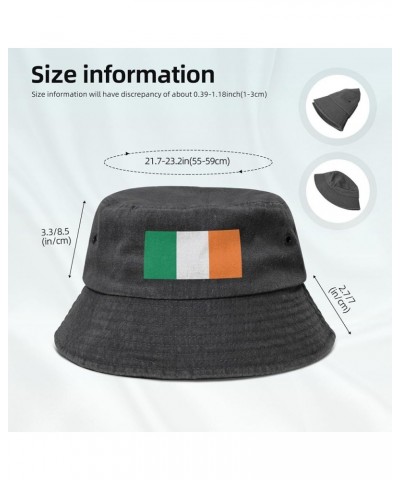 Flag of Ireland Bucket Hat for Men Women Outdoor Washed Cotton Sun Hats Travel Beach Hat Black $13.63 Bucket Hats