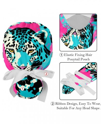 Adjustable Surgical Caps with Button, 2 Psc Scrub Caps Ponytail Holder Working Caps for Women Long Hair, Animal Leopard $9.51...