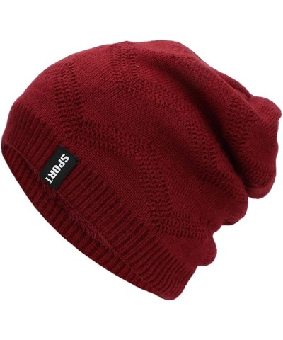 Trendy Warm Ski Cap Womens Pullover Caps Ladies Knitted Hats Open Cotton Pile Caps Ear Guards Warm Memorial Day Red-c $9.83 S...