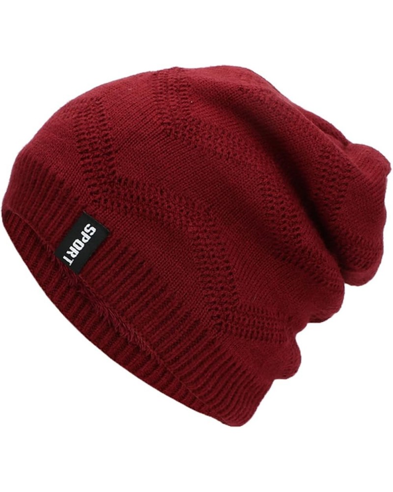 Trendy Warm Ski Cap Womens Pullover Caps Ladies Knitted Hats Open Cotton Pile Caps Ear Guards Warm Memorial Day Red-c $9.83 S...