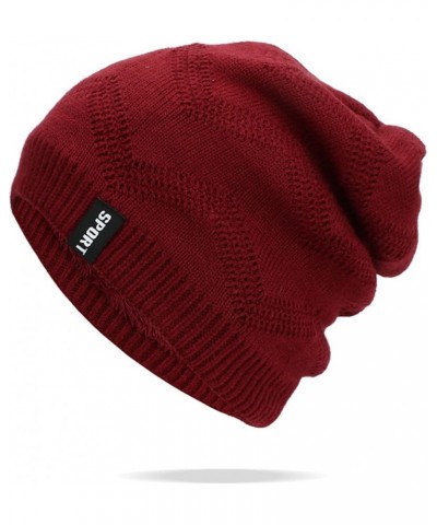 Trendy Warm Ski Cap Womens Pullover Caps Ladies Knitted Hats Open Cotton Pile Caps Ear Guards Warm Memorial Day Red-c $9.83 S...