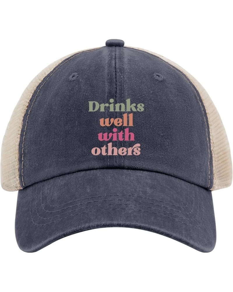 Drinks Well with Others caps Garden hat AllBlack Hats for Women Gifts for Her Baseball Caps Purplish Blue04 $10.08 Cowboy Hats