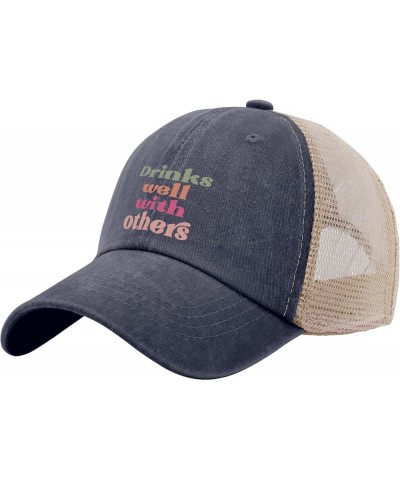 Drinks Well with Others caps Garden hat AllBlack Hats for Women Gifts for Her Baseball Caps Purplish Blue04 $10.08 Cowboy Hats