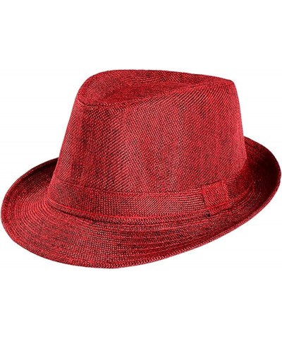 Unisex Fashion Fedora Wide Brimmed Bowling Gentleman Elegant Jazz Church Red One Size $12.18 Fedoras