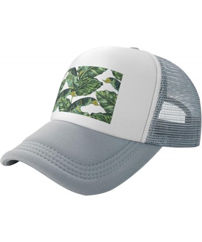 Tropical Rainforest Leaves Gray Mesh Baseball Cap Sun Visor Hat Womens Men,Sun Hats Sport Cap Trucker Hat Tropical Palm Leave...