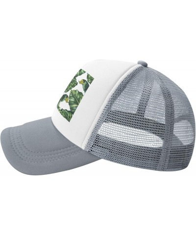 Tropical Rainforest Leaves Gray Mesh Baseball Cap Sun Visor Hat Womens Men,Sun Hats Sport Cap Trucker Hat Tropical Palm Leave...