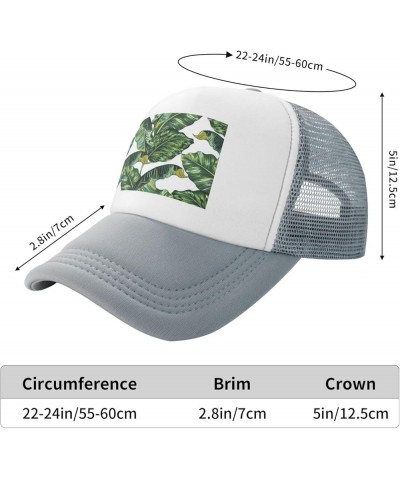 Tropical Rainforest Leaves Gray Mesh Baseball Cap Sun Visor Hat Womens Men,Sun Hats Sport Cap Trucker Hat Tropical Palm Leave...