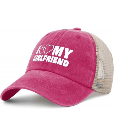 I Love My Girlfriend Hat Men with Design Denim Hats Womens AllBlack Cycling Cap Funny Unique Gifts for Welder Pink $12.52 Bas...