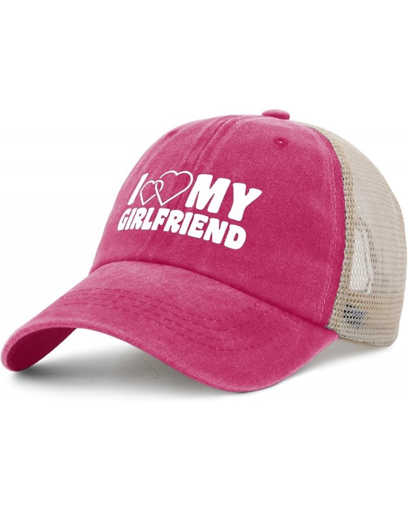 I Love My Girlfriend Hat Men with Design Denim Hats Womens AllBlack Cycling Cap Funny Unique Gifts for Welder Pink $12.52 Bas...