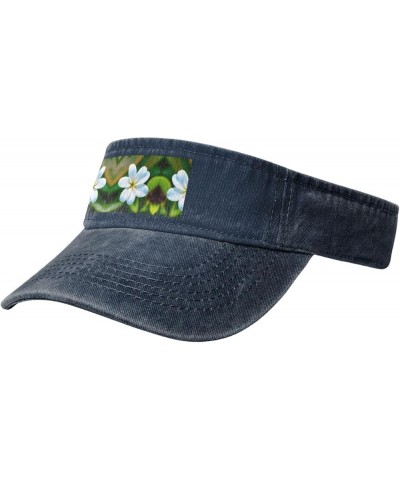 Hawaii Flower Adult Sunscreen Visor Hats Womens Men Wide Brim Beach Sun Visor Hat Open Top Design Navy Blue $10.14 Visors