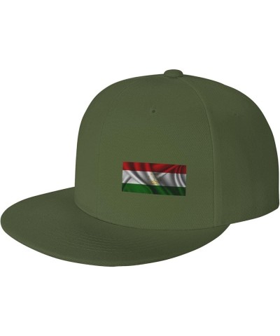 Silk Style Flag of Tajikistan Snapback Hat Baseball Cap for Men Women Hip Hop Style Flat-Brimmed Hats Moss Green $12.68 Baseb...