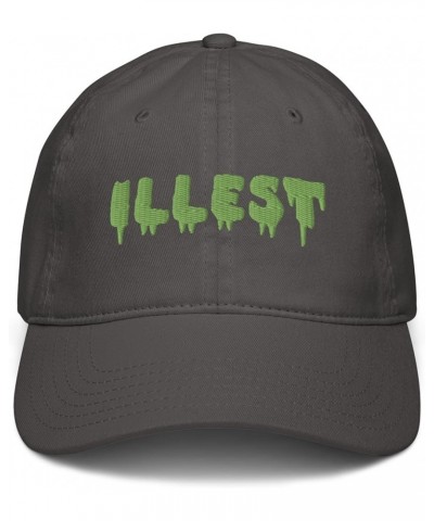 Illest Green Dripping Letters Adjustable Baseball Hat Asphalt Grey $11.34 Baseball Caps