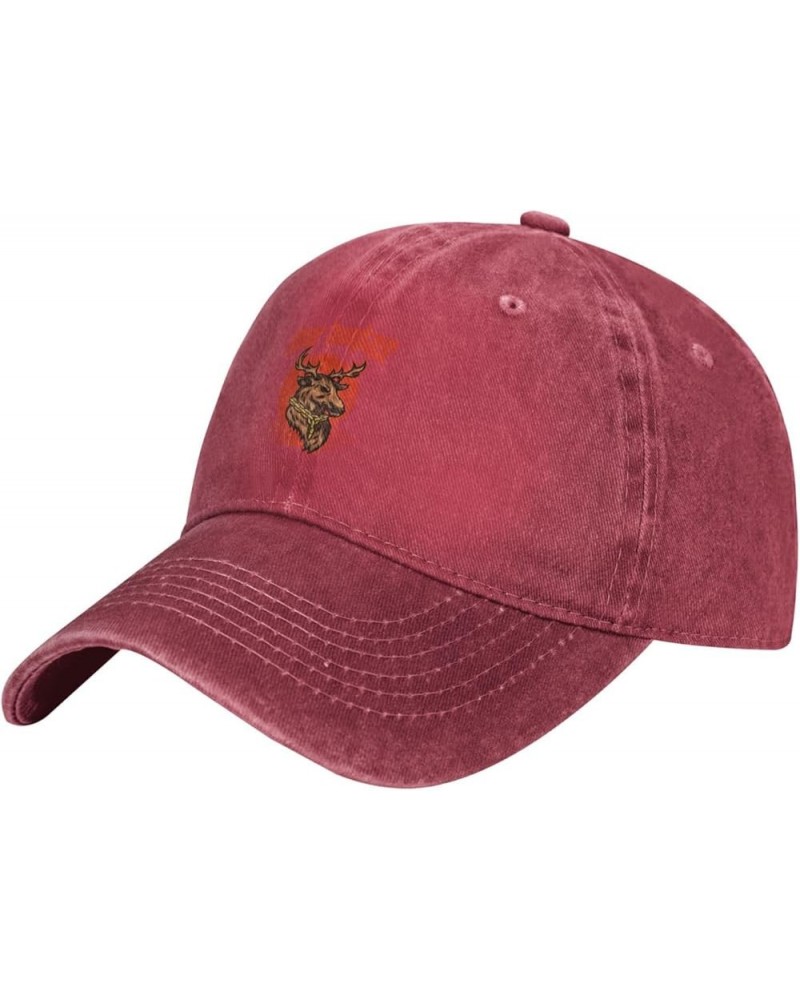 Overpowering Deer Head Baseball Cap for Men Women Hats Adjustable Vintage Cowboy Hat Red $13.25 Cowboy Hats