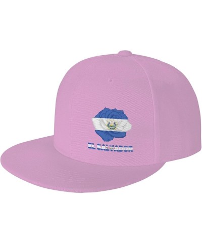 Snapback Baseball Cap Rose Flower El Salvador Flag Classic Dad Trucker Flat Bill Brim Hat Pink $10.49 Baseball Caps