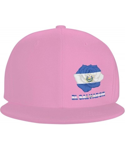 Snapback Baseball Cap Rose Flower El Salvador Flag Classic Dad Trucker Flat Bill Brim Hat Pink $10.49 Baseball Caps