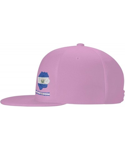 Snapback Baseball Cap Rose Flower El Salvador Flag Classic Dad Trucker Flat Bill Brim Hat Pink $10.49 Baseball Caps