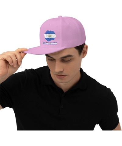 Snapback Baseball Cap Rose Flower El Salvador Flag Classic Dad Trucker Flat Bill Brim Hat Pink $10.49 Baseball Caps