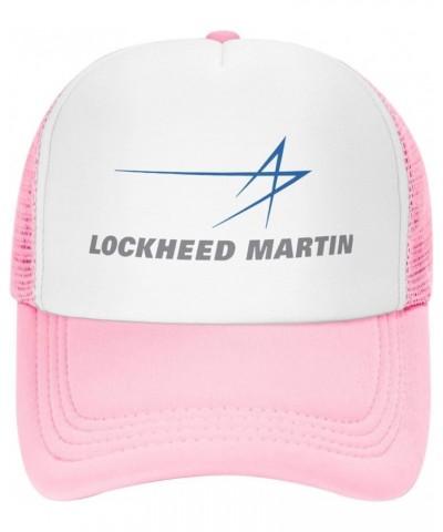 Lockheed Martin Breathable Mesh Hat with Team Logo Fashion Trucker Hats Adjustable Baseball Cap Pink $12.75 Baseball Caps