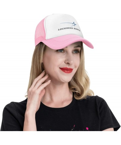 Lockheed Martin Breathable Mesh Hat with Team Logo Fashion Trucker Hats Adjustable Baseball Cap Pink $12.75 Baseball Caps