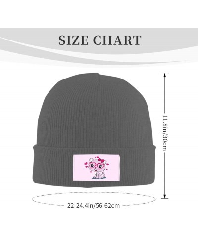 Hand Drawn Cute Cat Beanie Hat for Men Women Knit Skull Cap Warm Hats Black Knitted Caps Deep Heather $13.06 Skullies & Beanies