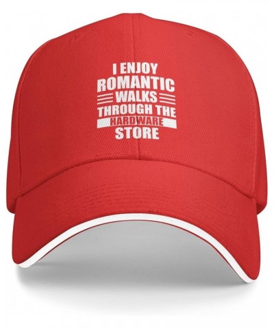 I Enjoys Romantic Walks to The Hardware Store Hat Adjustable Funny Sandwich Baseball Cap Curved Visor Men Women Red $10.15 Ba...