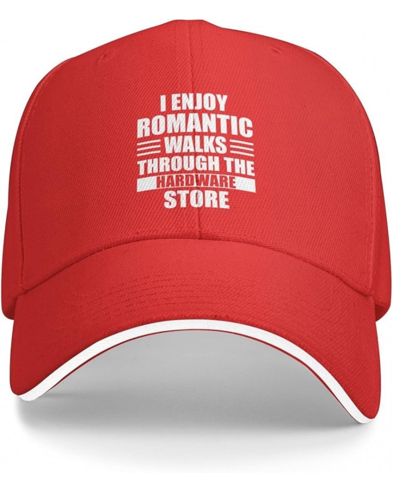 I Enjoys Romantic Walks to The Hardware Store Hat Adjustable Funny Sandwich Baseball Cap Curved Visor Men Women Red $10.15 Ba...