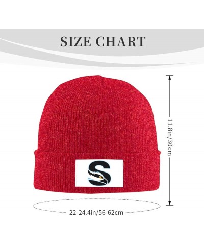 Stockton University Stretch Knit Hat for Men Women Winter Warm Cap Red $8.19 Skullies & Beanies