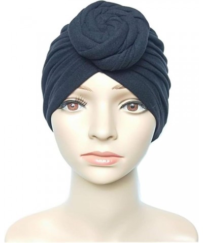 Women Pattern Knot Headwrap Sleep Pre-Tied Bonnet Chemo Cap Hair Loss Hat Solid Head Colors-1+ Black $14.39 Skullies & Beanies