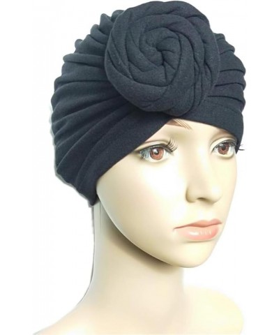 Women Pattern Knot Headwrap Sleep Pre-Tied Bonnet Chemo Cap Hair Loss Hat Solid Head Colors-1+ Black $14.39 Skullies & Beanies