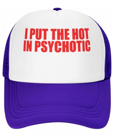 Men and Women Baseball Hat Adjustable I Put The Hot in Psychotic Mesh Trucker Cap Classic Dad Hat Purple $9.76 Baseball Caps