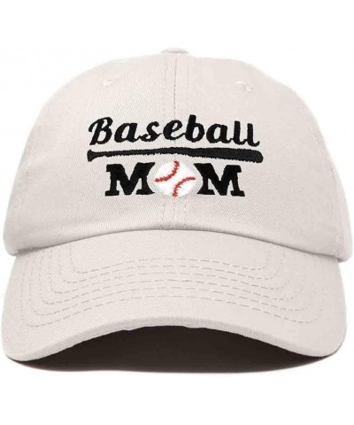 Baseball Mom Embroidered Dad Cap Cotton Hat Women Beige $11.98 Baseball Caps