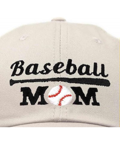 Baseball Mom Embroidered Dad Cap Cotton Hat Women Beige $11.98 Baseball Caps