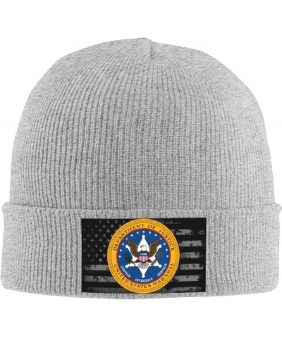 US Marshals Service Knit Hats Winter Warm Chunky Beanie Hat for Men Women Gray $14.83 Skullies & Beanies