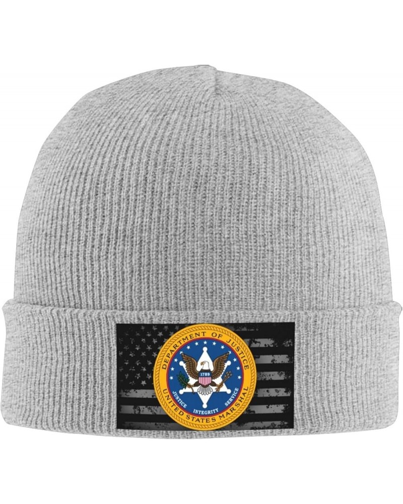 US Marshals Service Knit Hats Winter Warm Chunky Beanie Hat for Men Women Gray $14.83 Skullies & Beanies