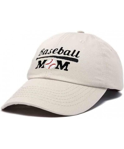 Baseball Mom Embroidered Dad Cap Cotton Hat Women Beige $11.98 Baseball Caps